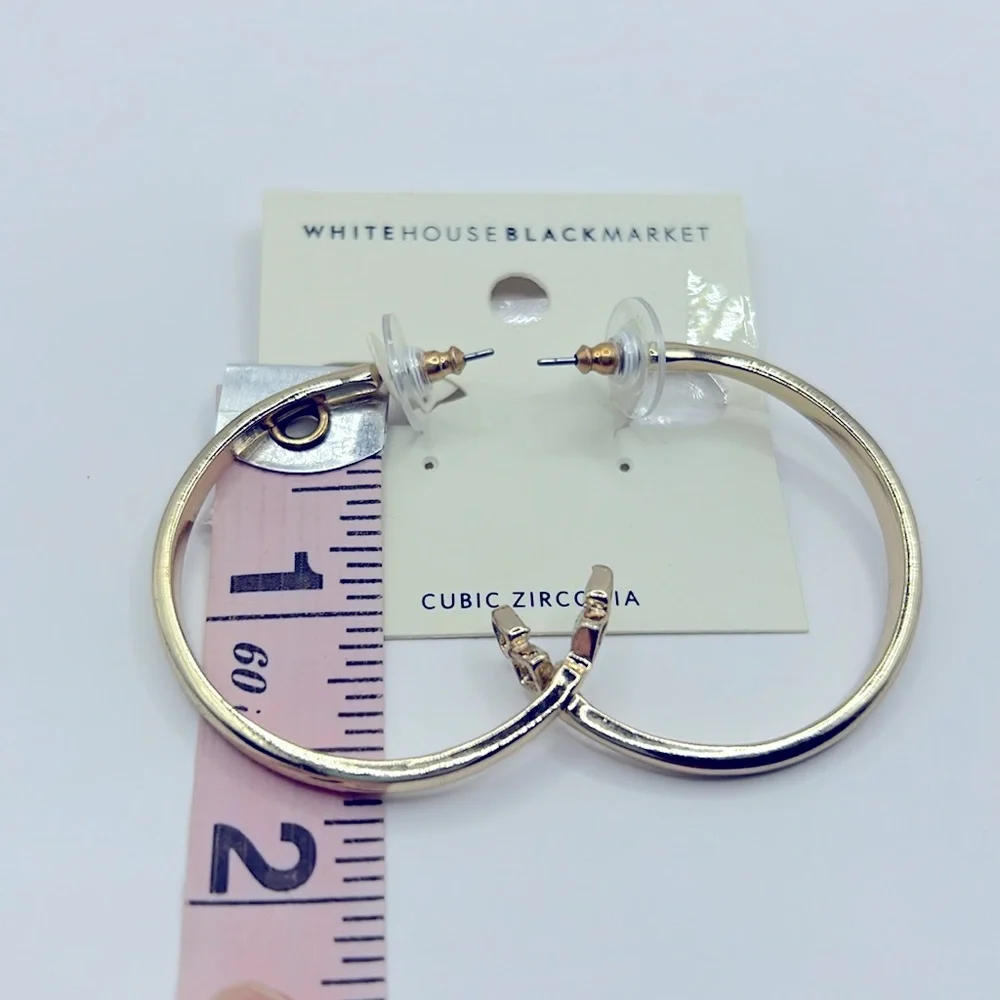 White House Black Market Gold Tone Hoop Earrings NWT